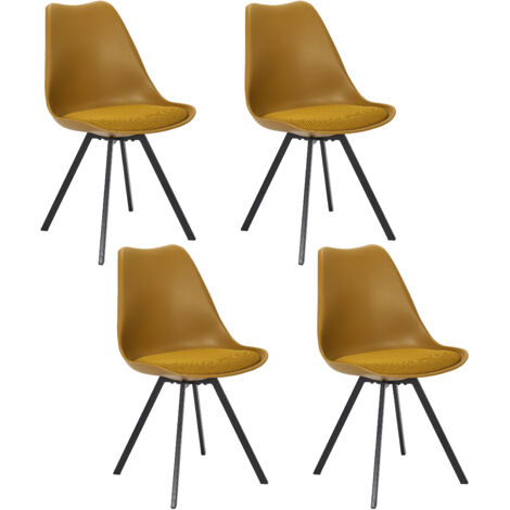 Chaise Avec Coussin Atome Jaune - Lot De 4