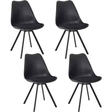 Chaise Avec Coussin Atome Noir - Lot De 4
