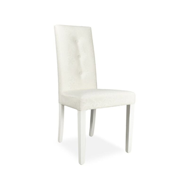 Toscohome - Chaise avec décoration florale recouverte de tissu blanc - Montecarlo