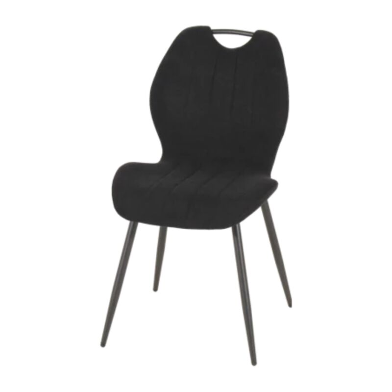 Chaise avec poignée tissu noir pieds métal