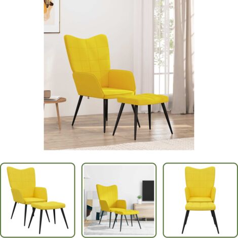 Chaise avec tabouret -  Chaise de relaxation avec tabouret Jaune moutarde Tissu