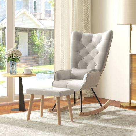 Chaise balancement repose pieds coussins chambre salon 66x96x101cm