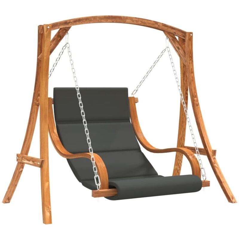 Chaise balançoire avec coussin bois d'épicéa avec finition teck Vidaxl Anthracite