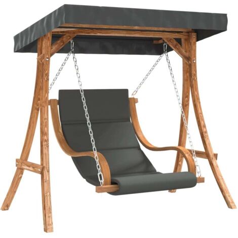 Chaise balançoire avec coussin et auvent bois massif d'épicéa