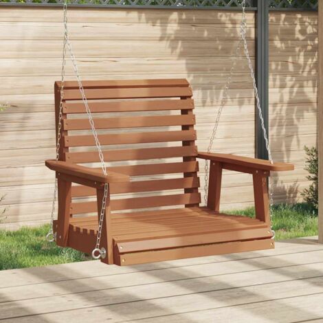 Chaise balançoire de jardin-Fauteuil suspendu chaînes en métal bois massif sapin 745626