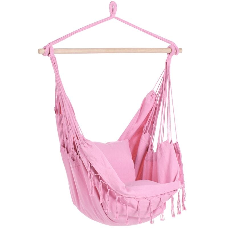 Beliani - Chaise Balançoire Hamac Suspendue Siège en Coton Rose Bonea