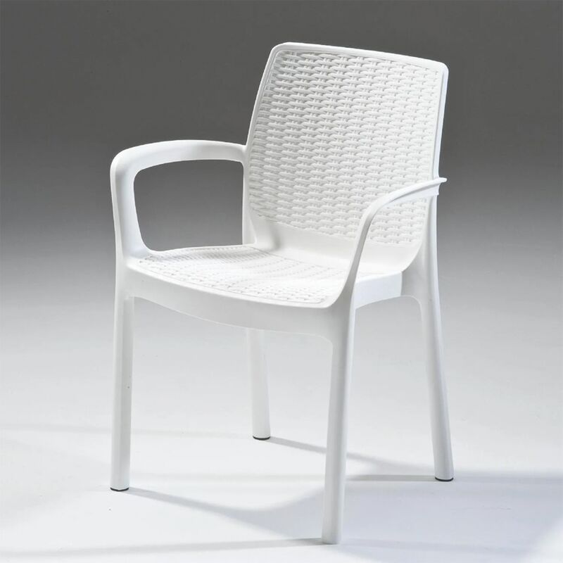 Chaise balii en Résine Antichoc Effet Polyrattan Blanc 58x55x83 cm