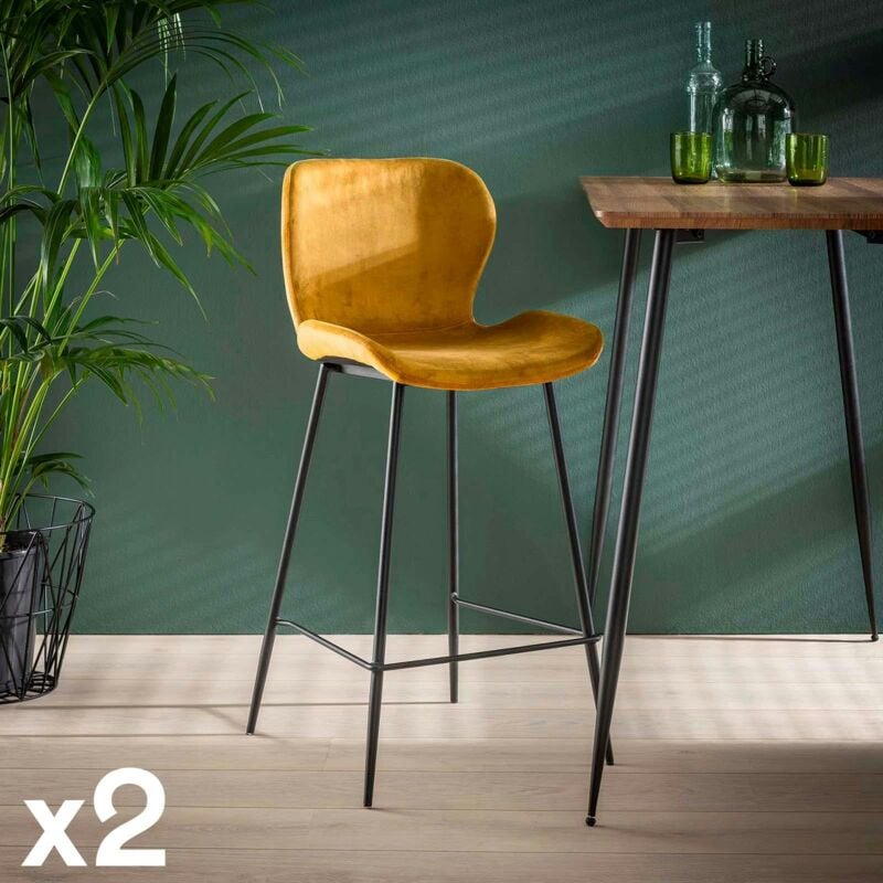 Pier Import - Chaise bar en velours doré melbourne (lot de 2)
