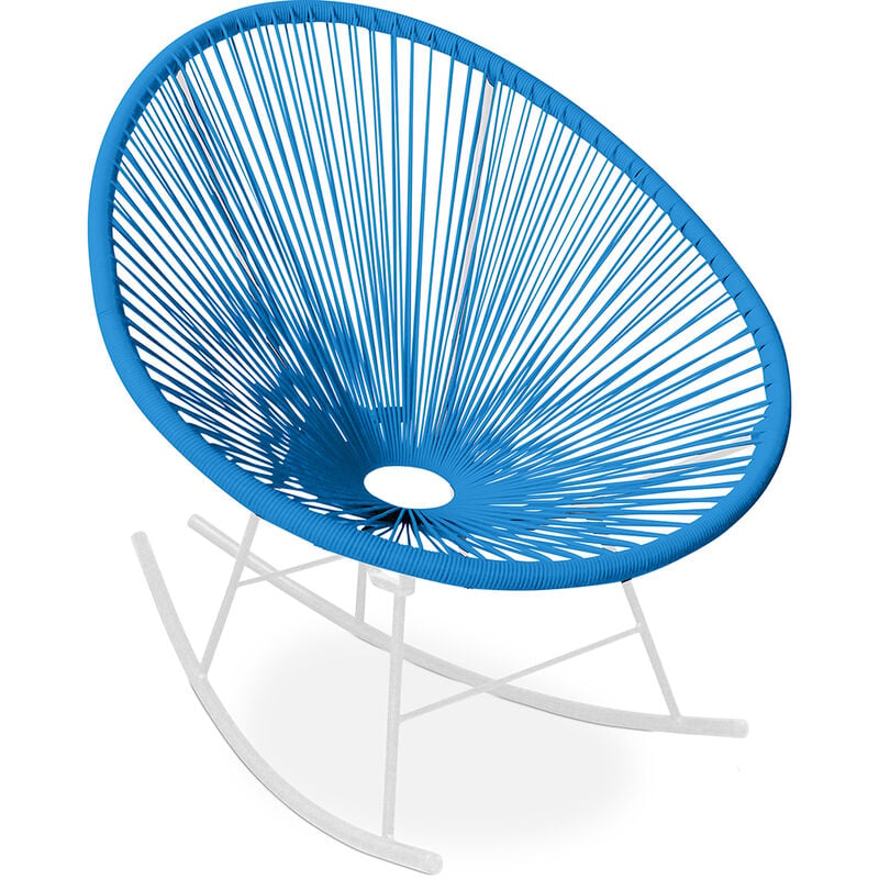 Chaise d'extérieur - Chaise de jardin - Chaise à bascule - Nouvelle édition - Acapulco Bleu foncé - Acier, Rotin synthétique - Bleu foncé