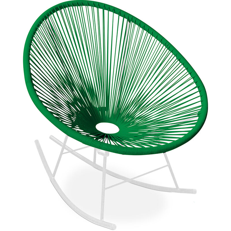 Chaise d'extérieur - Chaise de jardin - Chaise à bascule - Nouvelle édition - Acapulco Vert - Acier, Rotin synthétique - Vert