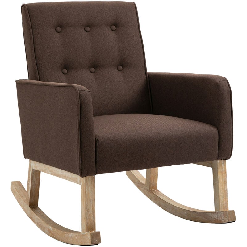 clp - légant fauteuil à bascule en tissu matelassé et rembourrage de différentes couleurs colore : marron