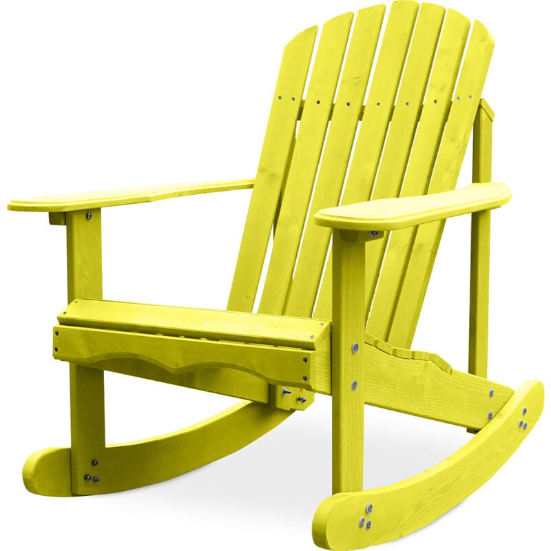 chaise d'extérieur avec accoudoirs - chaise de jardin - adirondack - rocking chair en bois - adirondack jaune pâle - bois - jaune pâle