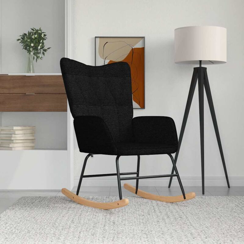 Les Tendances - Chaise à bascule Noir Tissu vidaXL