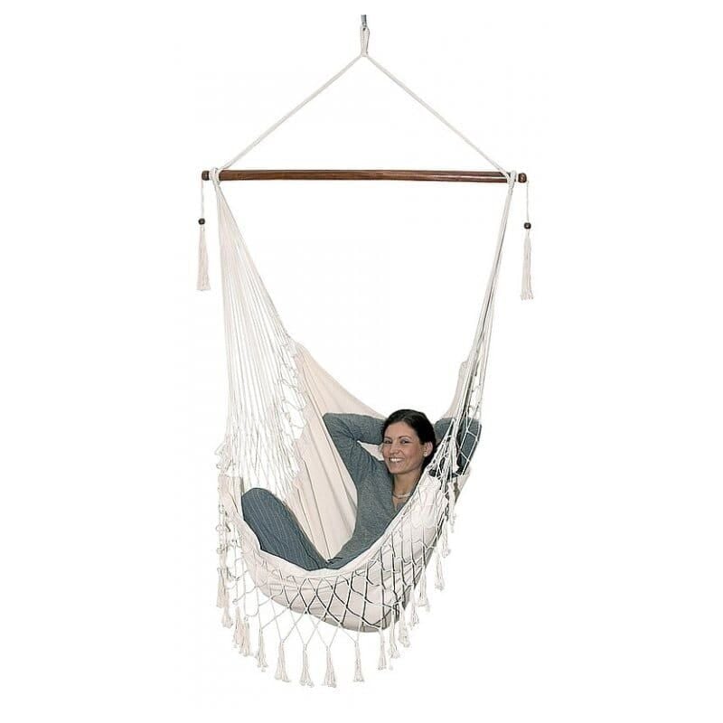 Chaise à bascule hamac brésilien - jusqu'à 120 kg - blanc