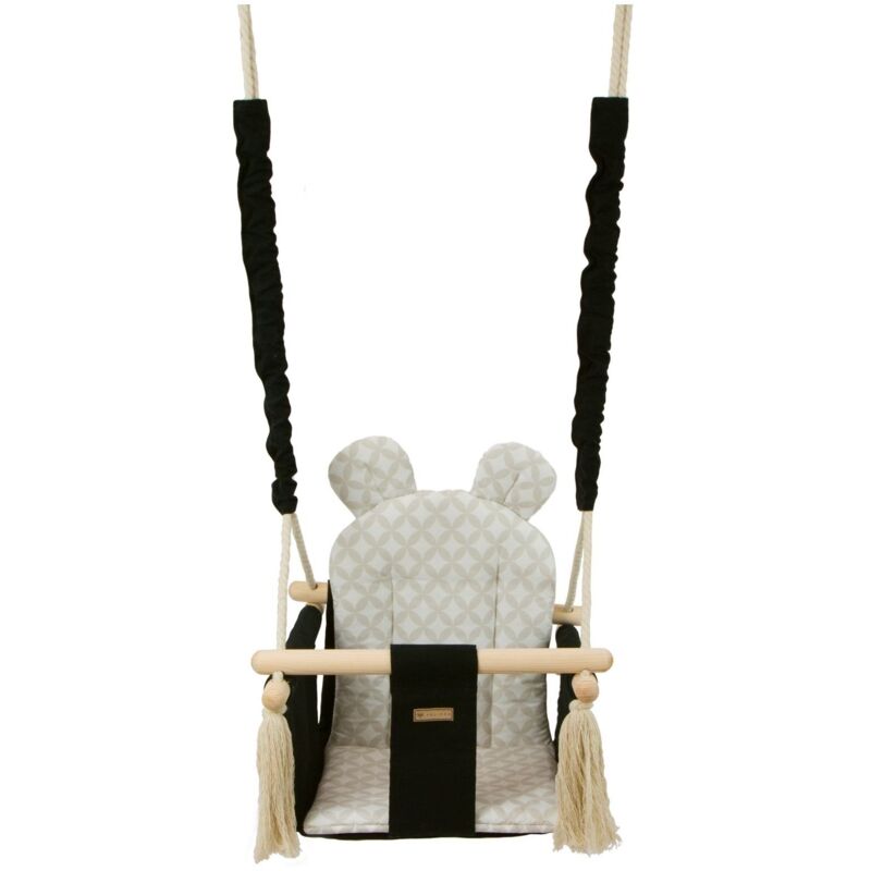 Chaise à bascule pour bébé - balançoire pour bébé - avec oreilles - max 20 kg - diamants noirs et crème