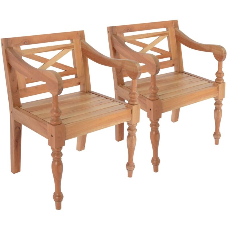 Vidaxl - Chaises Batavia lot de 2 marron clair bois d'acajou solide