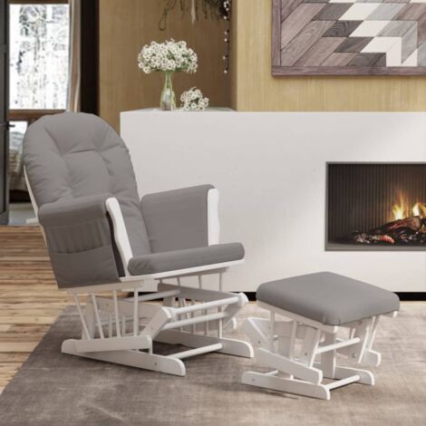 Chaise berçante avec repose-pied Chaise à bascule  Fauteuil de Relaxation Gris clair Tissu 25420