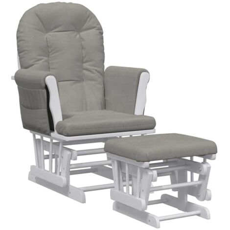 Chaise berçante avec repose-pied Gris clair Tissu