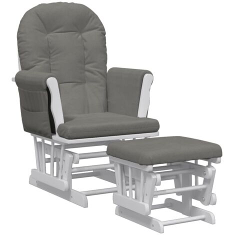 Chaise berçante avec repose-pied Gris foncé Tissu