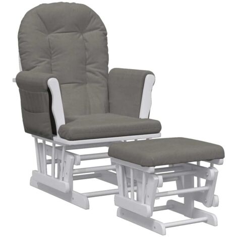 Chaise berçante avec repose-pied Gris foncé Tissu