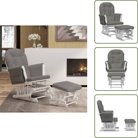 Chaise berçante avec repose-pied Gris foncé Tissu - Chaise Berçante - Chaise Relaxante - Chaise D'allaitement - Mobilier Enfant - Meuble Design