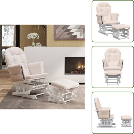 Chaise berçante avec repose-pied Rose clair Tissu - Chaise Berçante - Chaise Relaxante - Chaise D'allaitement - Mobilier Enfant - Meuble Salle À Manger