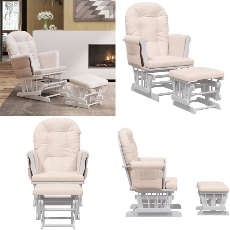 Vidaxl - Chaise berçante avec repose-pied Rose clair Tissu - Chaise Berçante - Chaise Relaxante - Chaise D'allaitement - Mobilier Enfant - Meuble