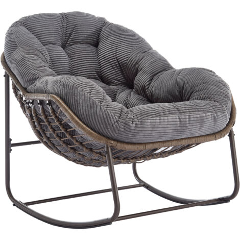 Chaise berçante extérieure en rotin,balançoire de siège rembourrée avec dossier pour l’entrée principale,le salon,la terrasse,le jardin(CHI)