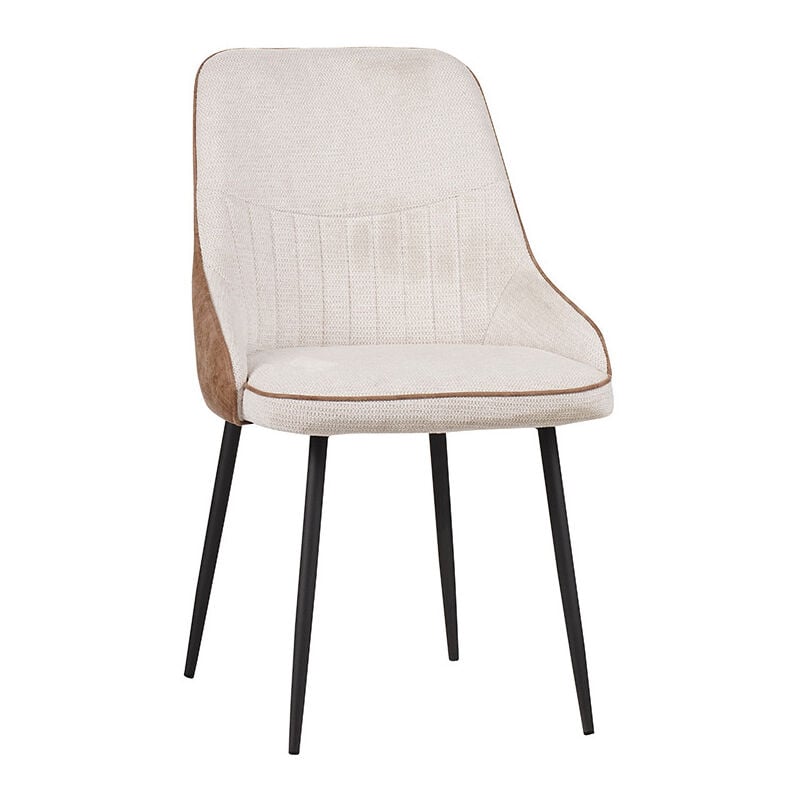 Chaise bicolore beige/marron pieds métal noir Milo