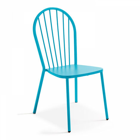 Chaise bistrot de jardin en métal bleu