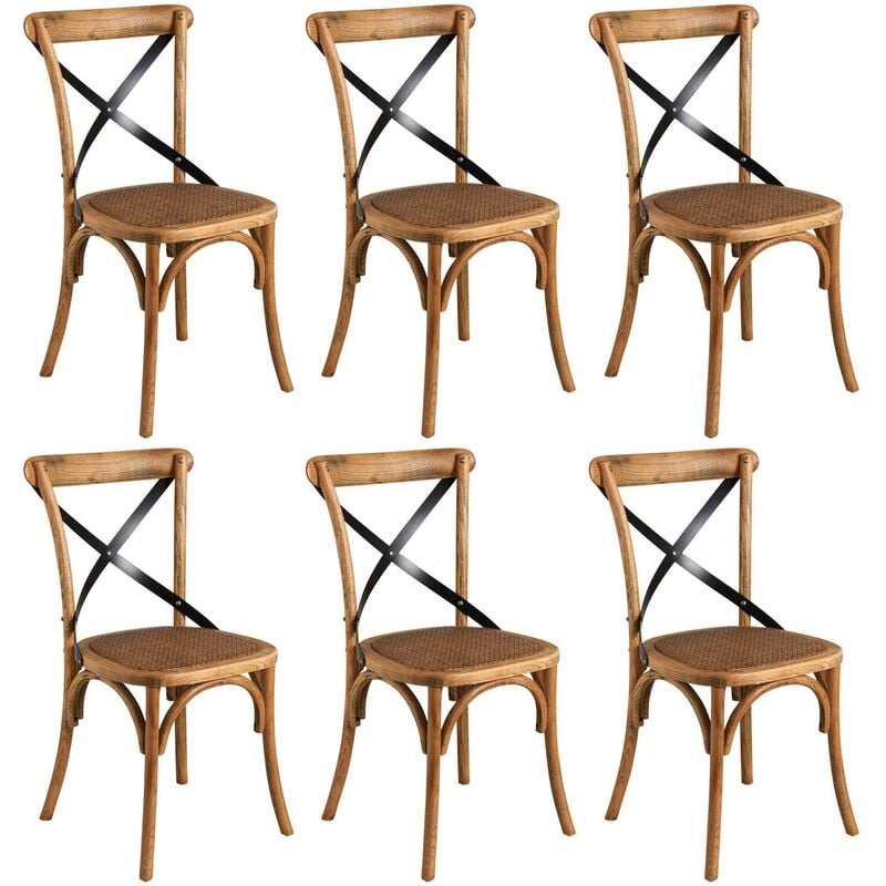 Chaise bistrot en hêtre vieilli Lot de 6