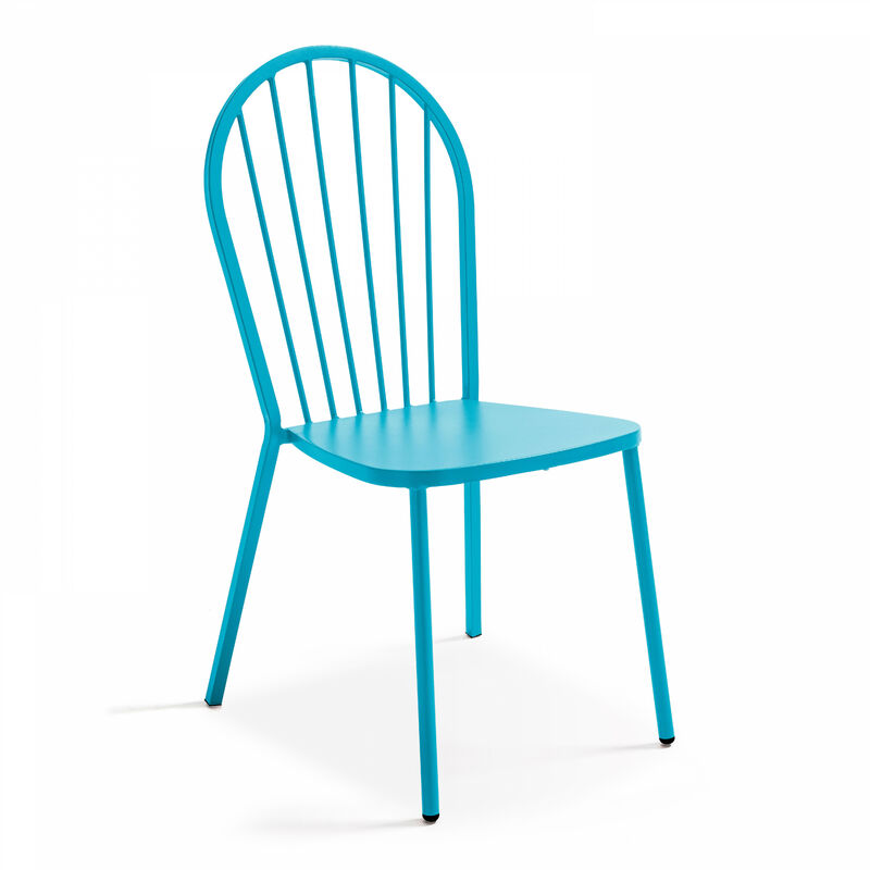 Oviala - Chaise bistrot de jardin en métal bleu - Bleu