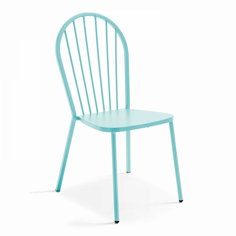 chaise bistrot de jardin en métal turquoise - bleu turquoise