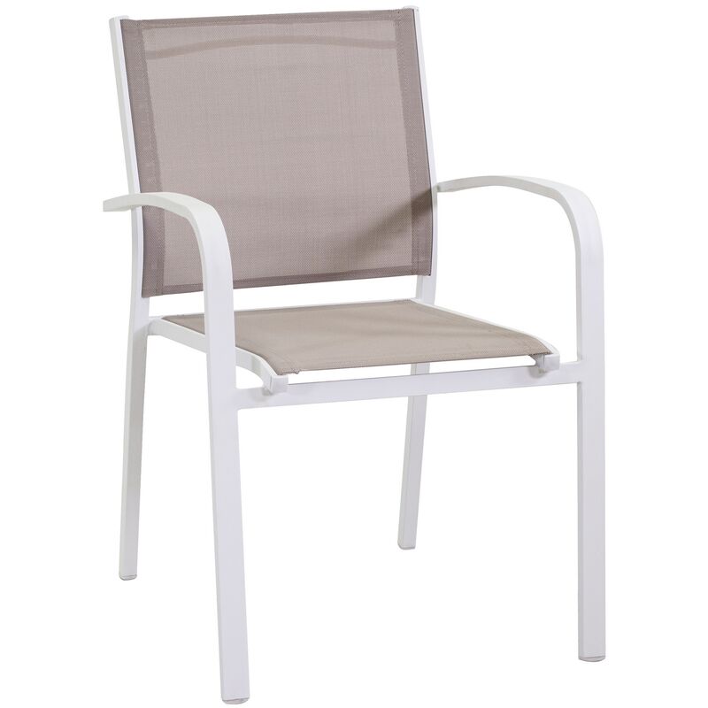 Chaise de jardin empilable avec accoudoirs Blanc 61x56 cm h 84 cm en Aluminium et textilène mod. Sullivan