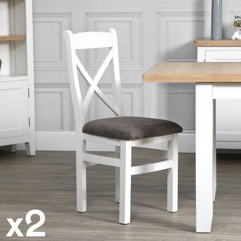 Pier Import - Chaise blanche en chêne avec dossier croisé (lot de 2) naxos