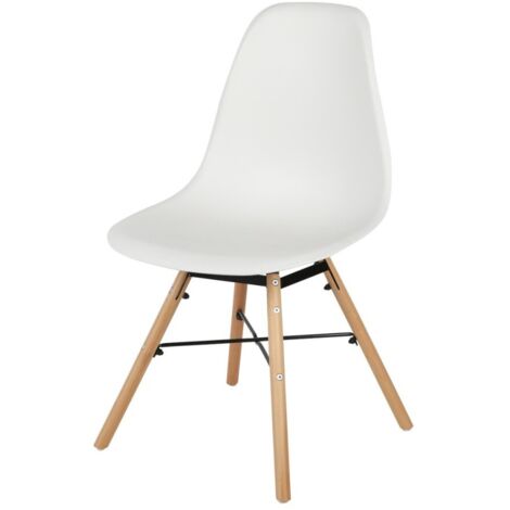 Chaise blanche structure métal et pieds bois