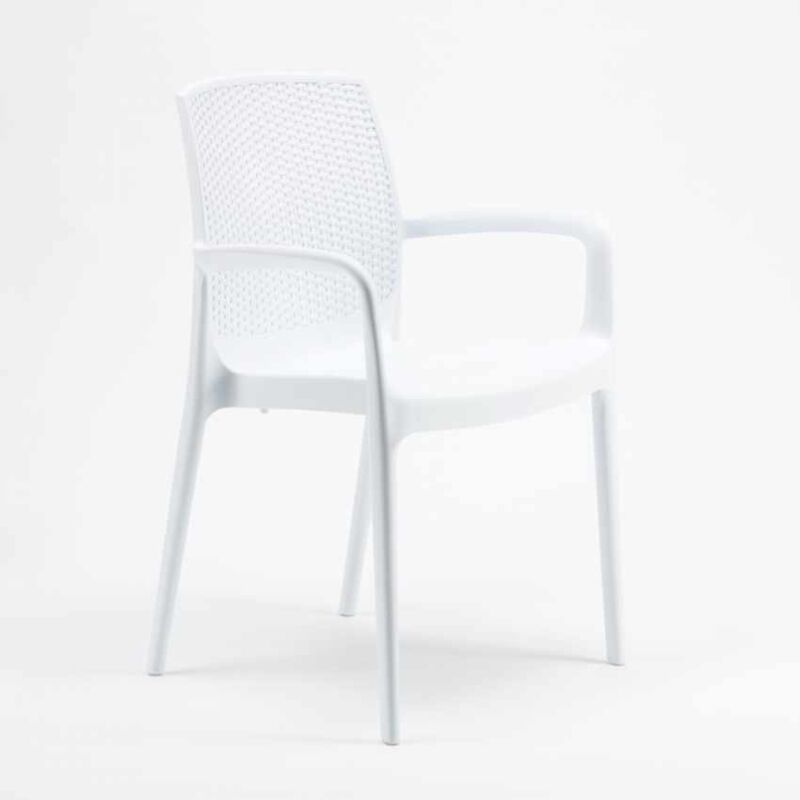 18 Chaises de Jardin accoudoirs Poly-rotin Boheme Grand Soleil - Blanc