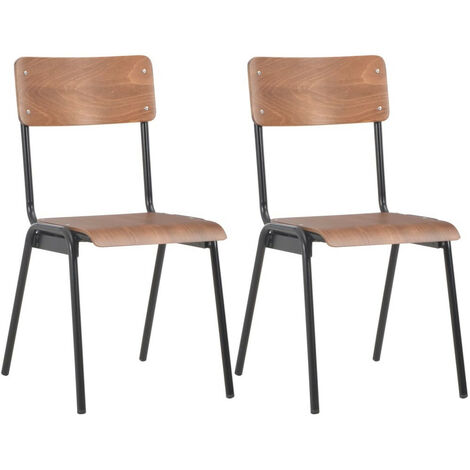 Chaise bois clair et pieds métal noir Kaem - Lot de 2