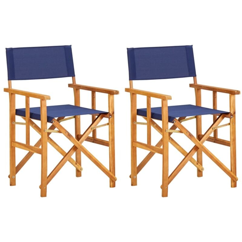 Chaises de metteur en scène lot de 2 Bois massif d'acacia bleu Vidaxl