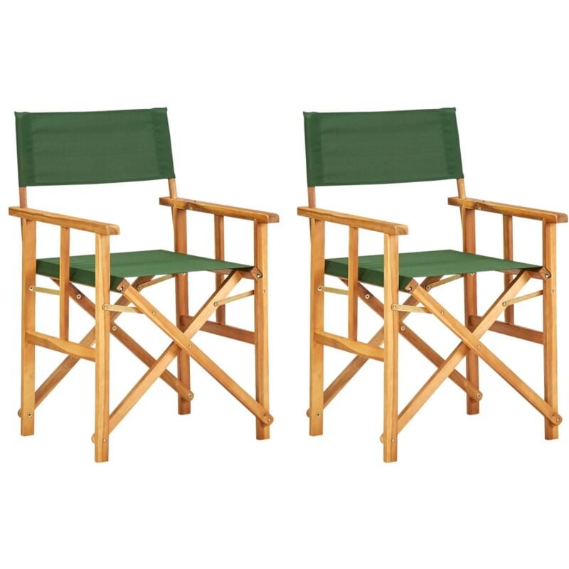 Chaises de metteur en scène lot de 2 bois massif d'acacia vert Vidaxl