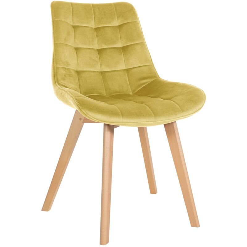 CLP - Chaise jaune en velours de ruisseau