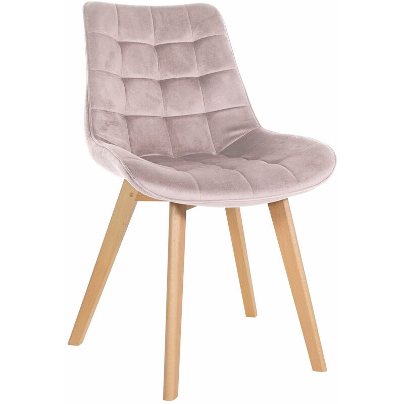 CLP Stuhl Brook I Esszimmerstuhl Mit Steppmuster Auf Samt Bezug I Vierfußgestell Aus Holz