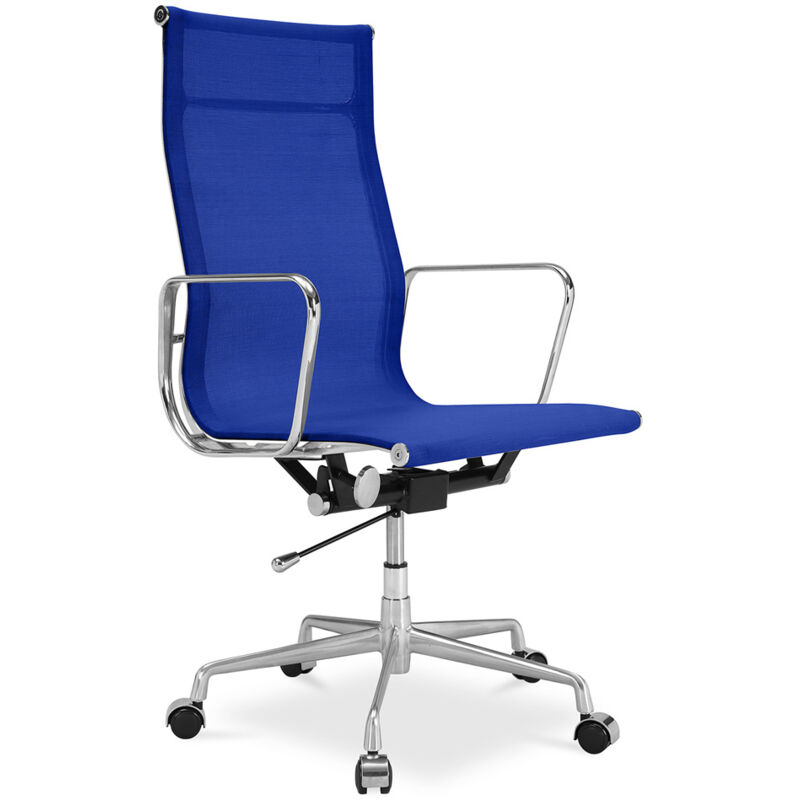 Privatefloor - Chaise bureau Alu Group T9 -Tissu - Roulettes Bleu foncé