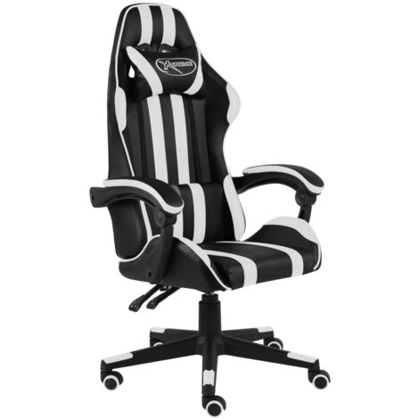 Chaise bureau, Chaise de gaming, Fauteuil gamer vidéo Noir et blanc Similicuir WFE358797 DESIGN IN
