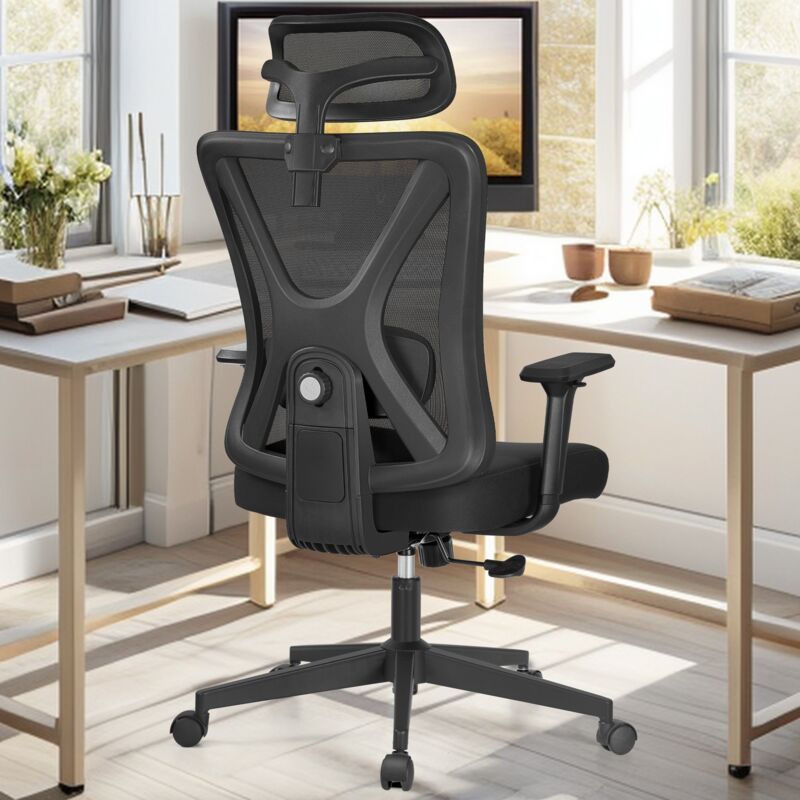 Felixking - Chaise Bureau Ergonomique, Fauteuil de Bureau Confortable à roulettes, Siège Inclinable Pivotant, Accoudoirs Réglables, Appui-Tête