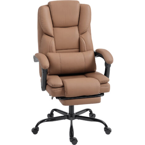 Chaise bureau ergonomique marron, fauteuil inclinable à hauteur réglable 65x67x111-119cm