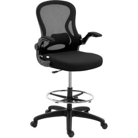 Chaise bureau soutien lombaire accoudoirs ajustables hauteur rabattables 59x65x102-122 cm noir
