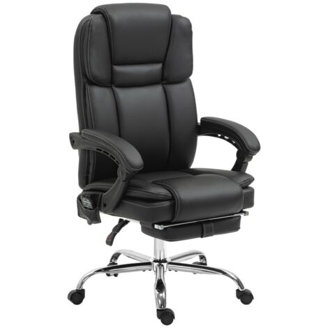 Chaise Bureau Vinsetto Massage Vibration Siège Ergonomique Chauffage Appuie-Tête Réglable Accoudoirs Pivote Noir