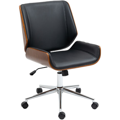 Chaise bureau vintage réglable pivotante 360° piètement chromé 53x60x86-96 cm gris