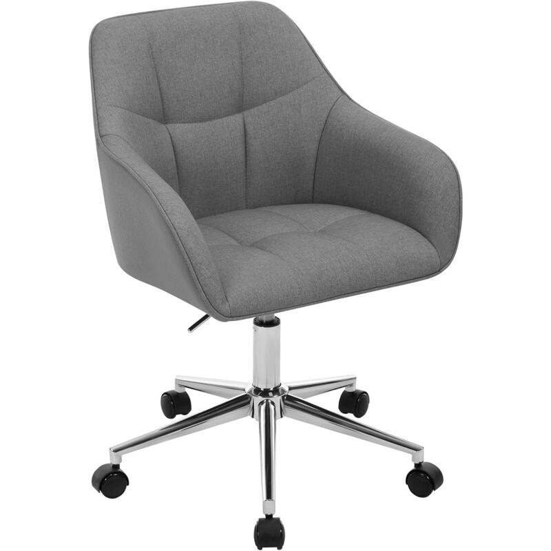 Woltu - Chaise Bureau Chaise Coiffeuse en Lin, Fauteuil de Bureau Hauteur Réglable, Gris
